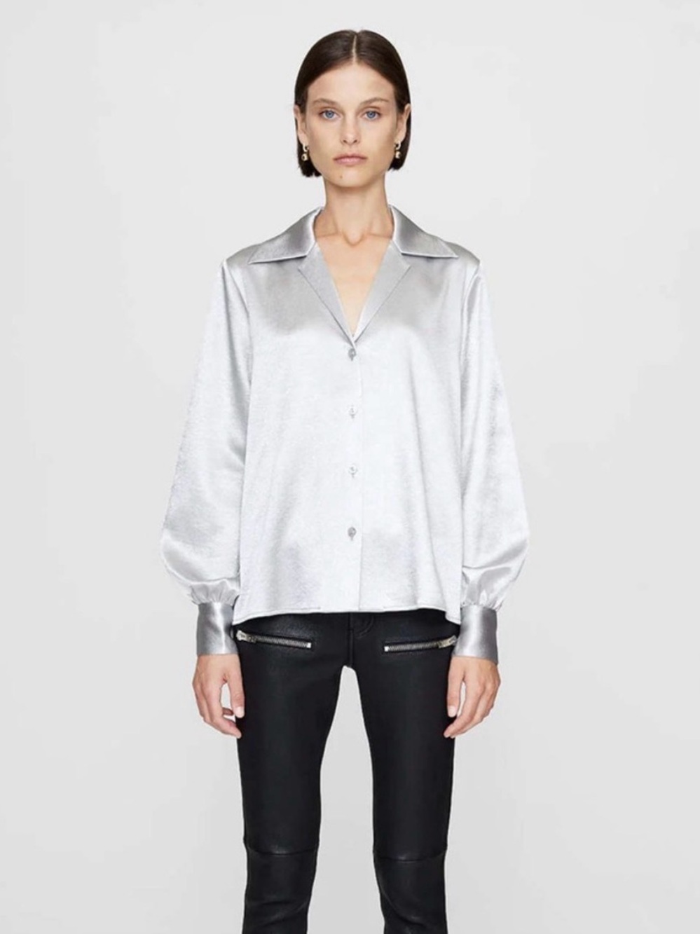 ANINE BING Silver Mylah Shirt